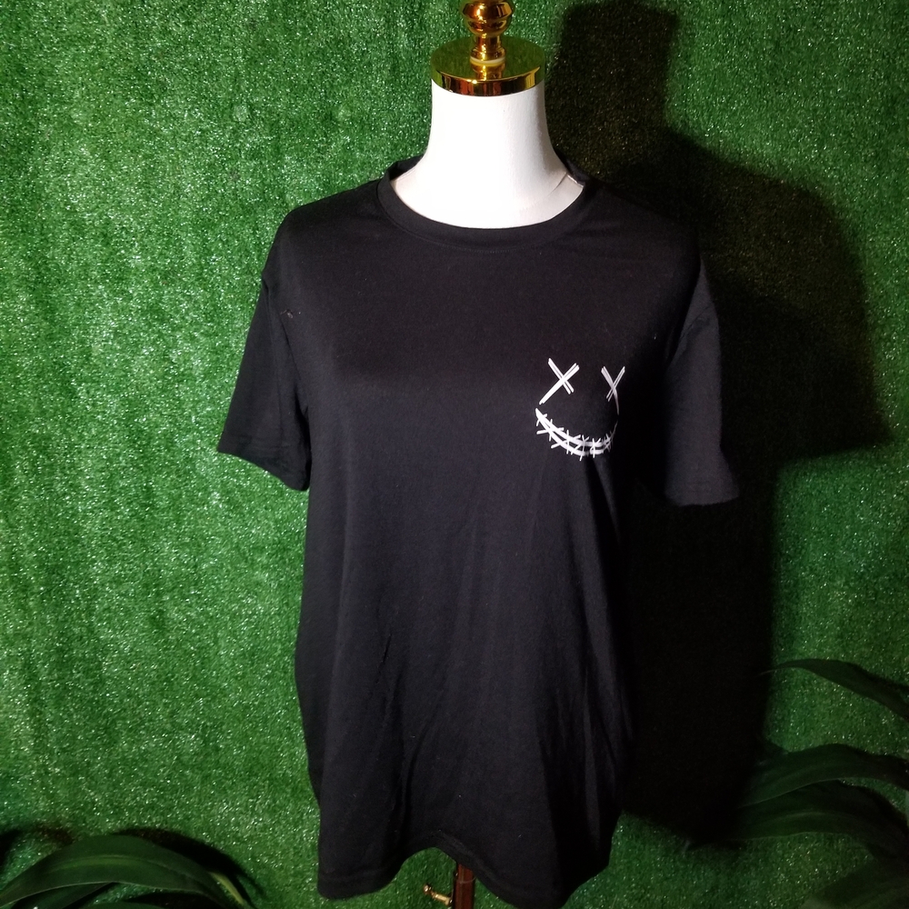 Men's Black Graphic Tee with White Design